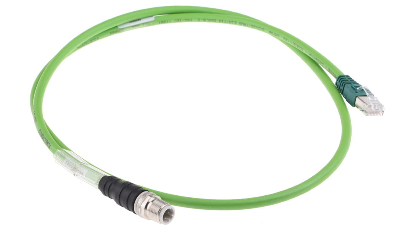 Schneider Electric Straight Male M12 to Straight Male RJ45 Ethernet Cable PVC Sheath, 1m