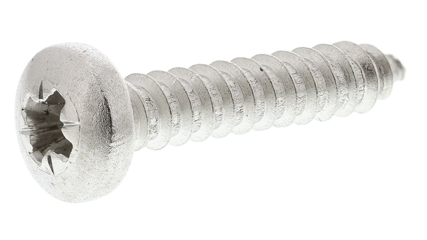 RS PRO Plain Stainless Steel Pan Head Self Tapping Screw, N°10 x 1in Long 25mm Long