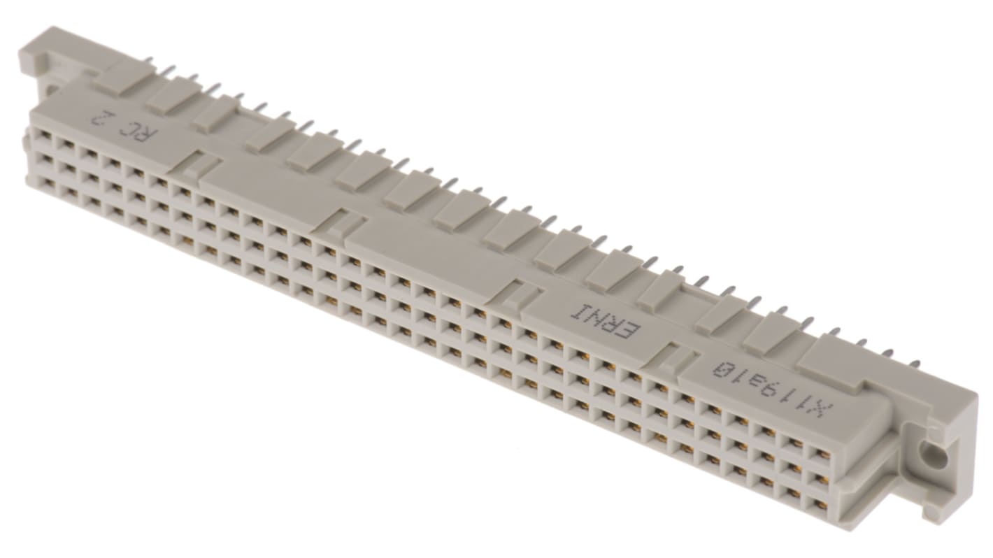 ERNI 96 Way 2.54mm Pitch, Type C Class C2, 3 Row, Straight DIN 41612 Connector, Socket