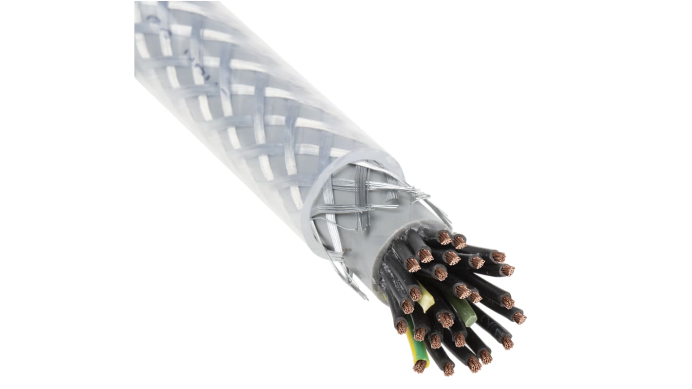 RS PRO Control Cable, 25 Cores, 1 mm², SY, Screened, 50m, Transparent PVC Sheath