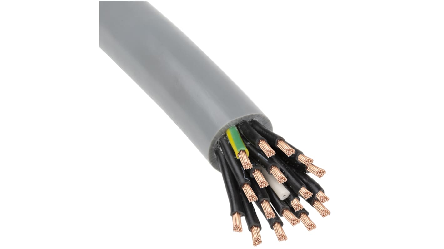 RS PRO Control Cable, 18 Cores, 1.5 mm², YY, Unscreened, 50m, Grey PVC Sheath, 15 AWG