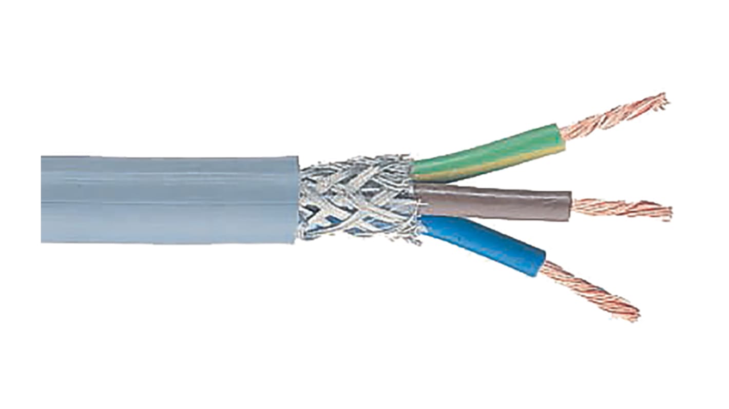 Cable de control apantallado RS PRO de 3 núcleos, 0,75 mm², Ø ext. 7.1mm, long. 50m, 300/500 V, 4,5 A, funda de PVC