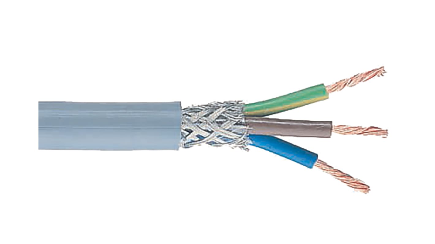 RS PRO Control Cable, 3 Cores, 1 mm², CY, Screened, 50m, Grey PVC Sheath, 17 AWG