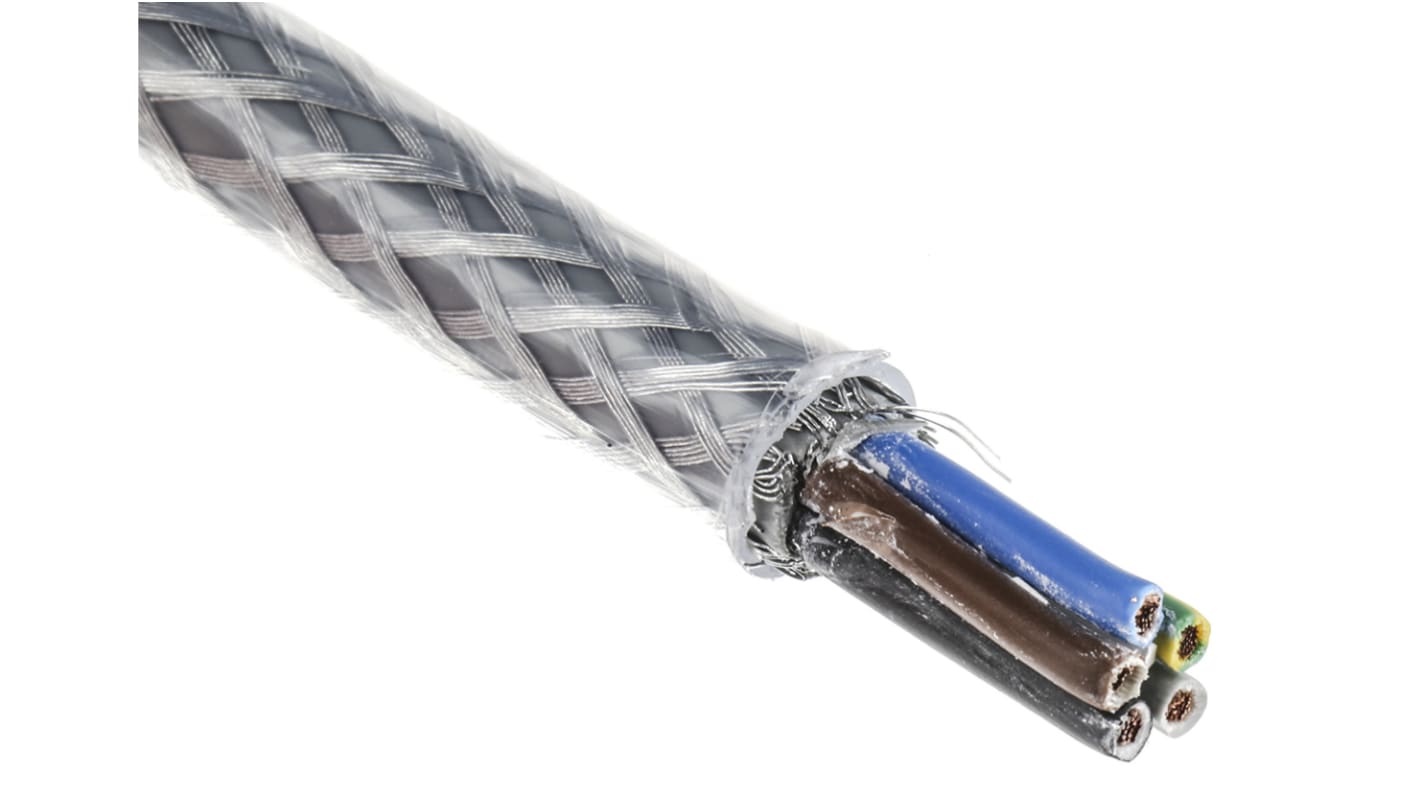RS PRO Control Cable, 5 Cores, 2.5 mm², SY, Screened, 50m, Transparent PVC Sheath