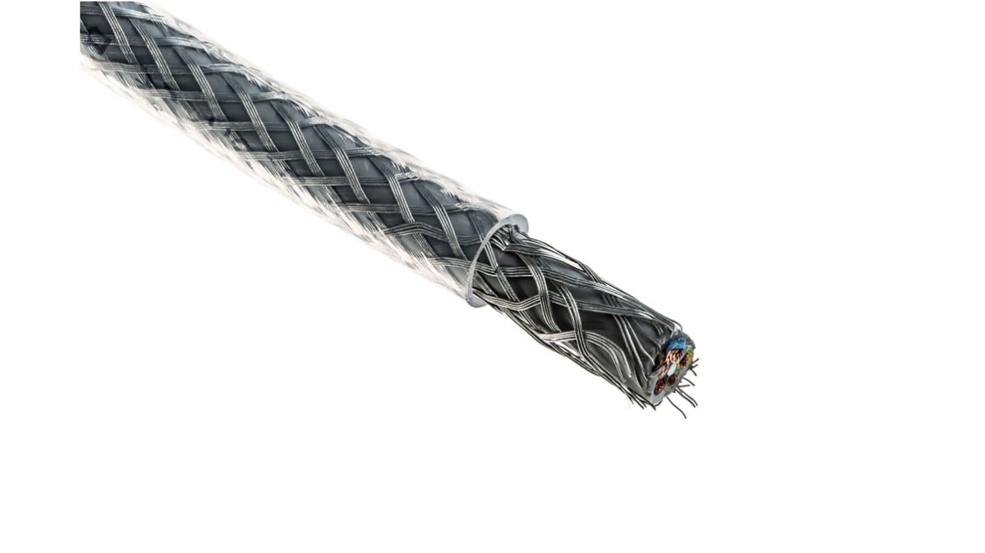 RS PRO Control Cable 5 magos 1 mm², 10 A, 300 V, Árnyékolt, Polivinil-klorid PVC köpeny, külső Ø: 11.02mm, 50m