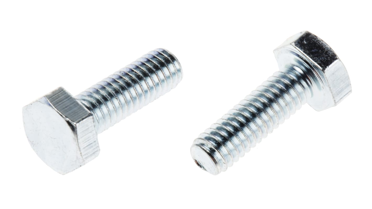 RS PRO Bright Zinc Plated Steel Hex, Hex Bolt, M4 x 12mm