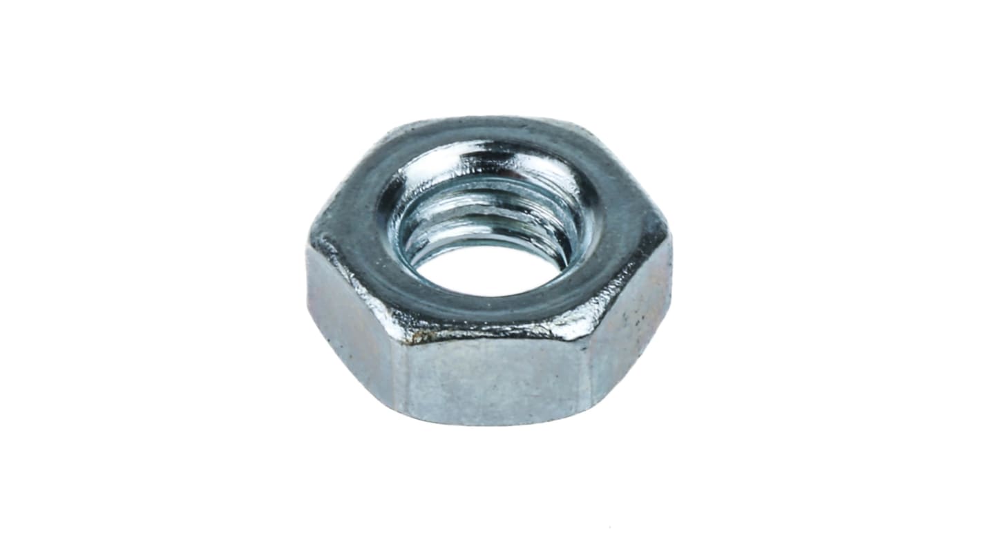 RS PRO, Bright Zinc Plated Steel Hex Nut, DIN 934, M6