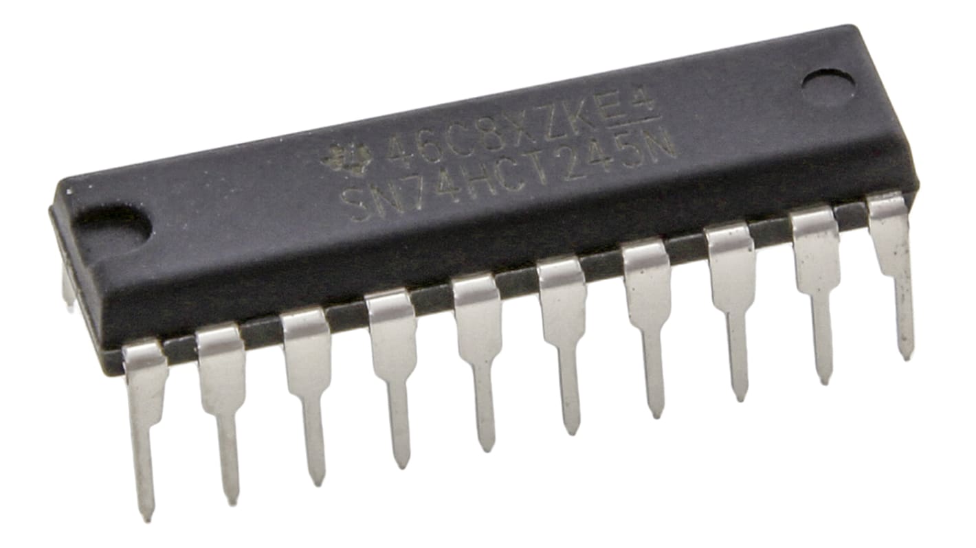 Texas Instruments SN74HCT245N, 1 Bus Transceiver, 8-Bit Non-Inverting CMOS, 20-Pin PDIP