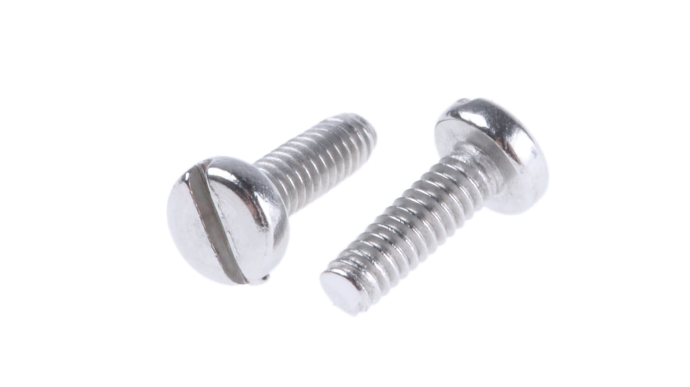 RS PRO Slot Pan A2 304 Stainless Steel Machine Screws DIN 85, M2x6mm