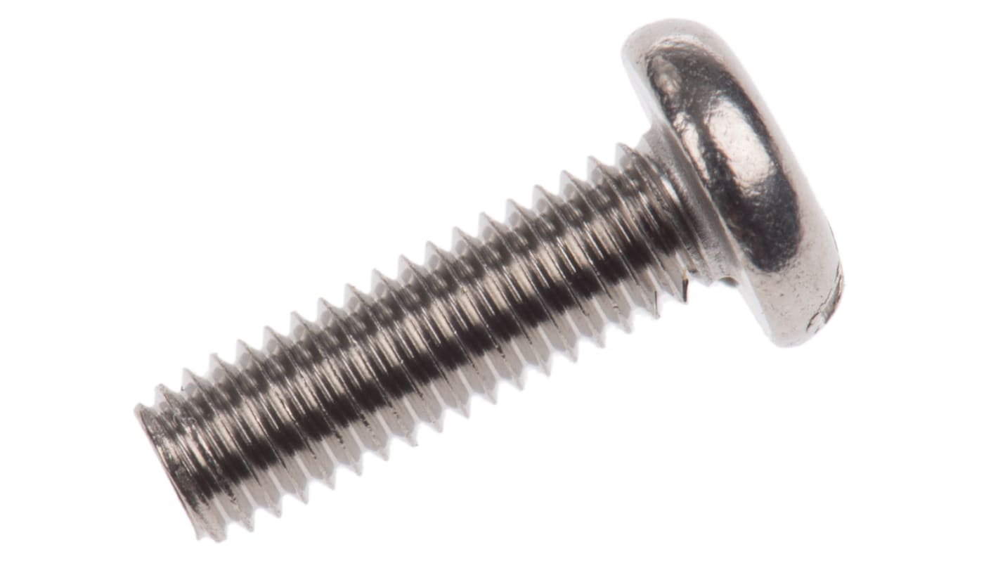 RS PRO Slot Pan A2 304 Stainless Steel Machine Screws DIN 85, M3x10mm