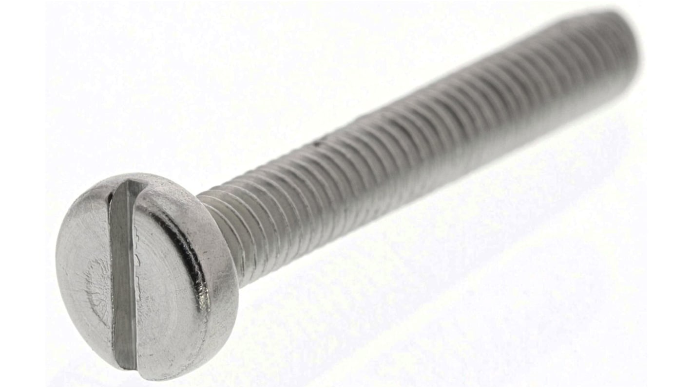 RS PRO Slot Pan A2 304 Stainless Steel Machine Screws DIN 85, M3x20mm