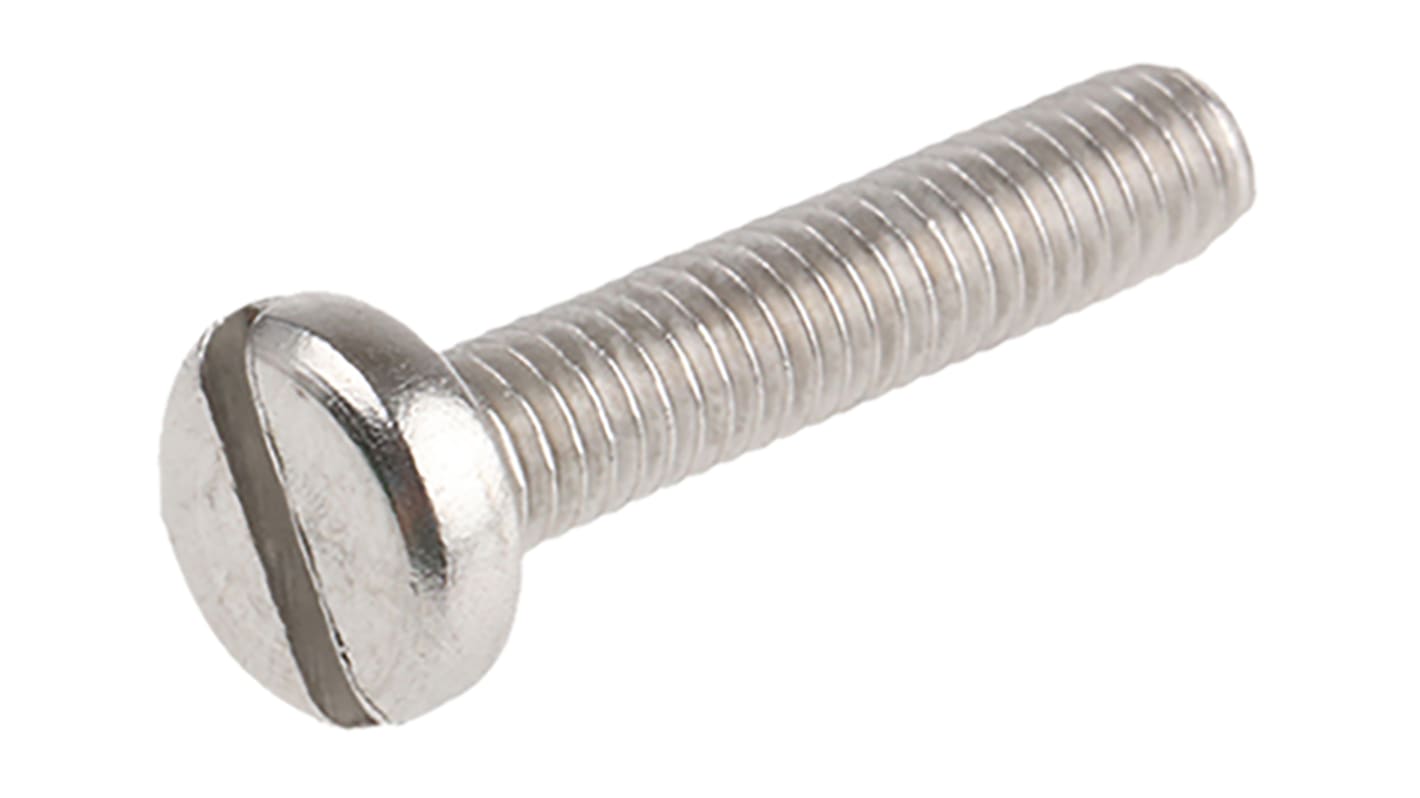 RS PRO Slot Pan A2 304 Stainless Steel Machine Screws DIN 85, M4x20mm