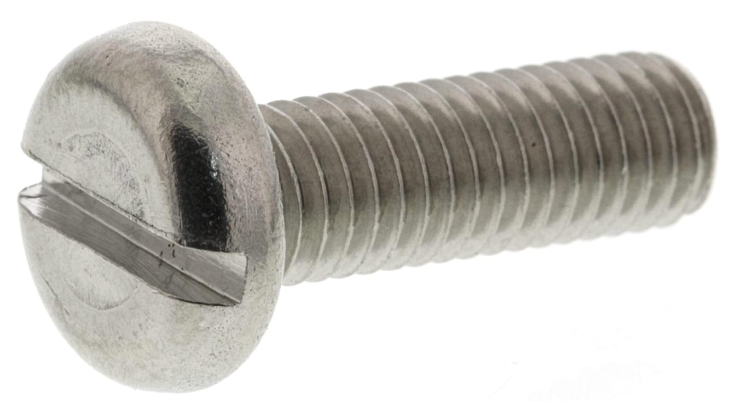 RS PRO Slot Pan A2 304 Stainless Steel Machine Screws DIN 85, M5x16mm