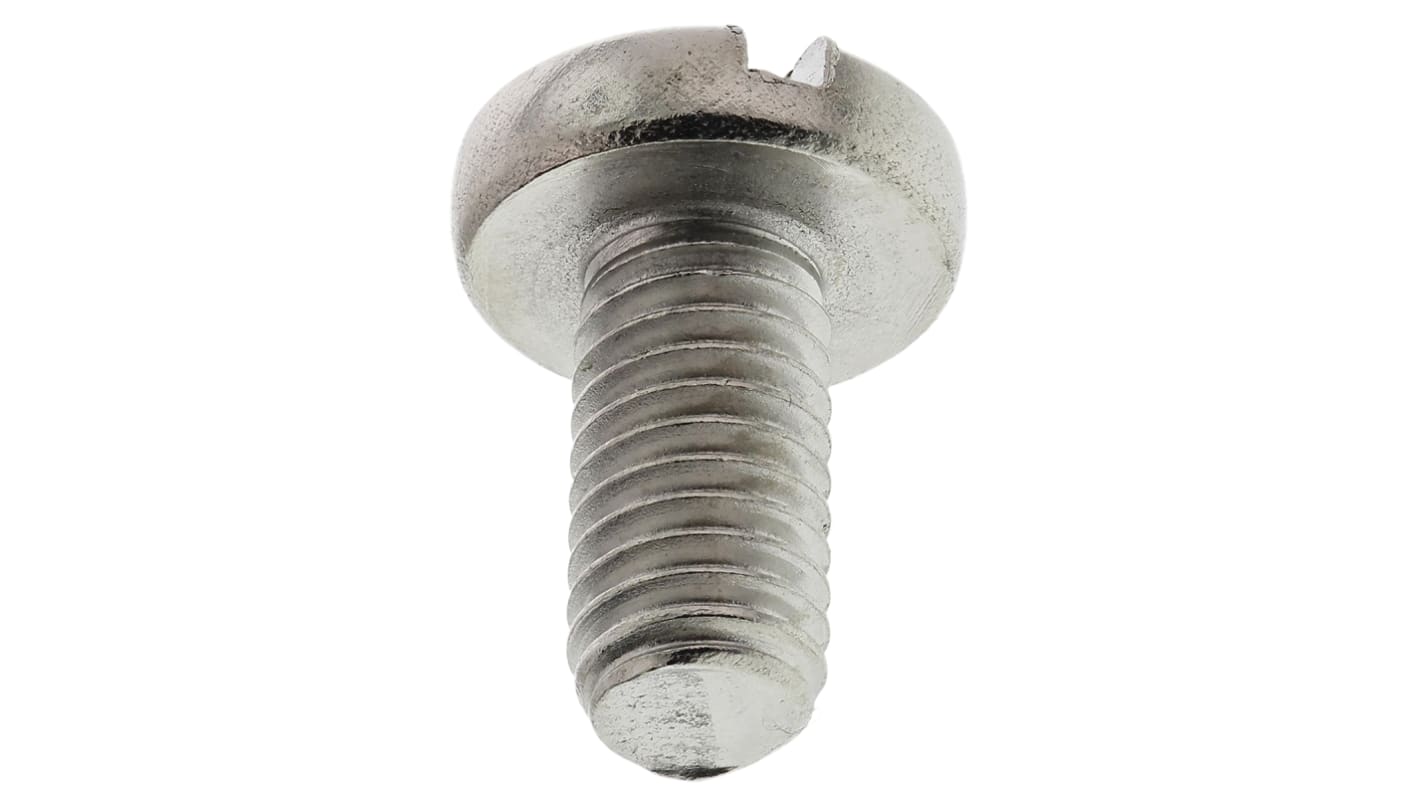 Tornillo de cabeza alomada con huella ranurada RS PRO M6 x 12mm, paso de rosca 1mm, de Acero Inoxidable