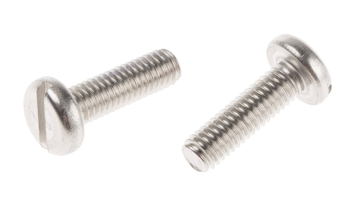 RS PRO Slot Pan A2 304 Stainless Steel Machine Screws DIN 85, M6x20mm