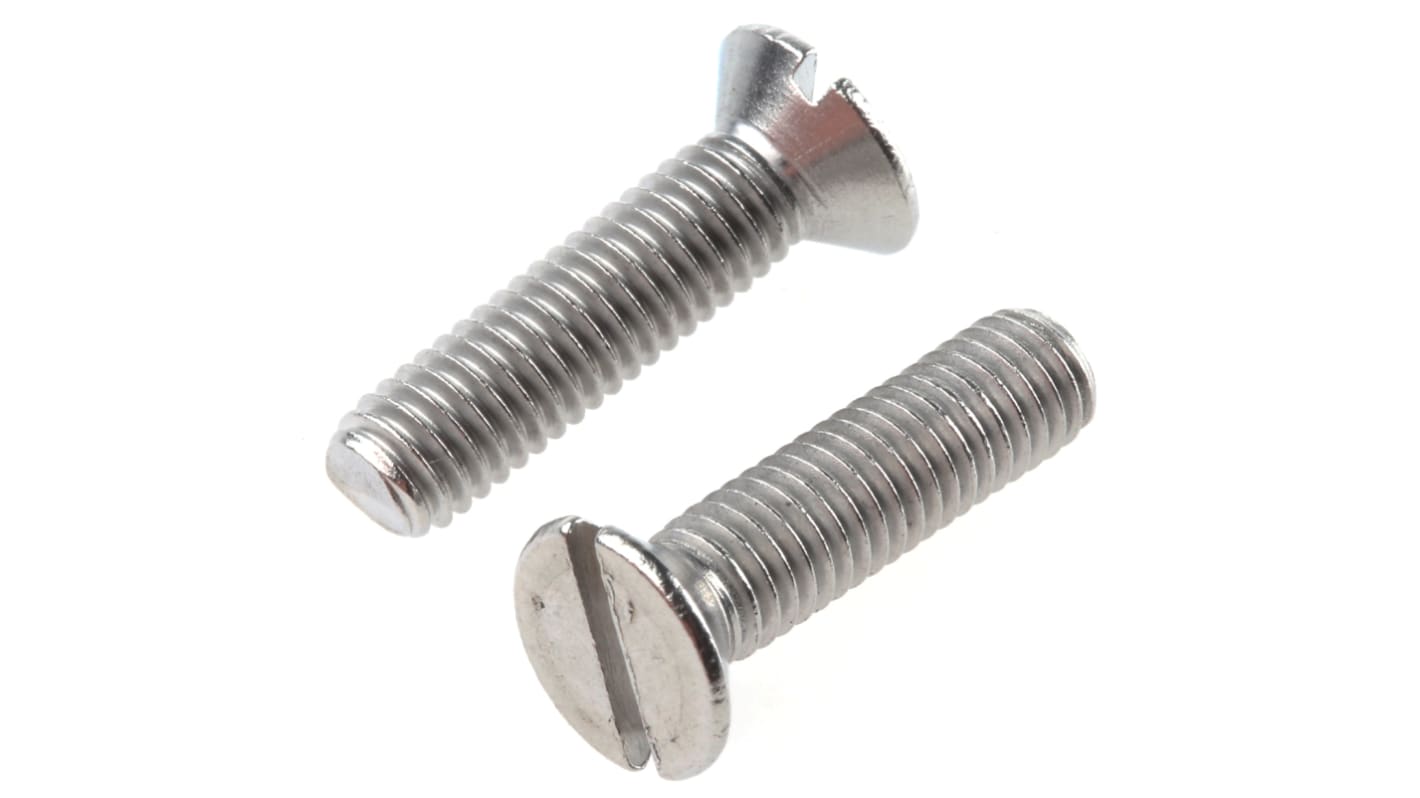 RS PRO Slot Countersunk A2 304 Stainless Steel Machine Screws DIN 963, M5x20mm