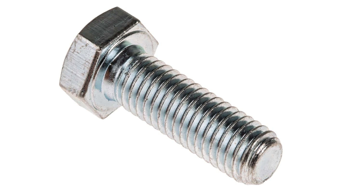 RS PRO Bright Zinc Plated Steel Hex, Hex Bolt, M8 x 25mm