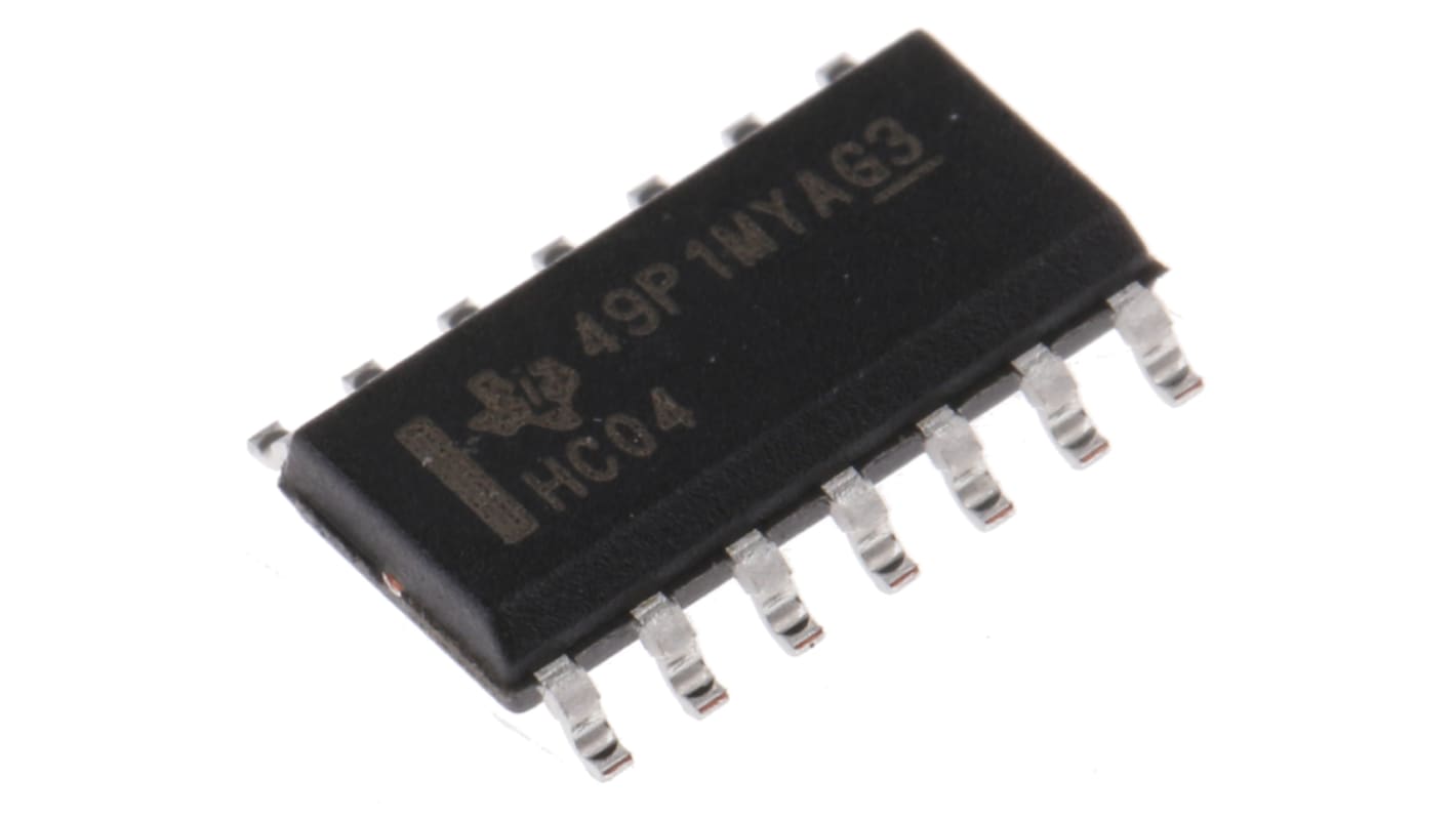 Texas Instruments Inverter Hex 16 ns @ 6 V, 19 ns @ 4.5 V, 95 ns @ 2 V, SOIC