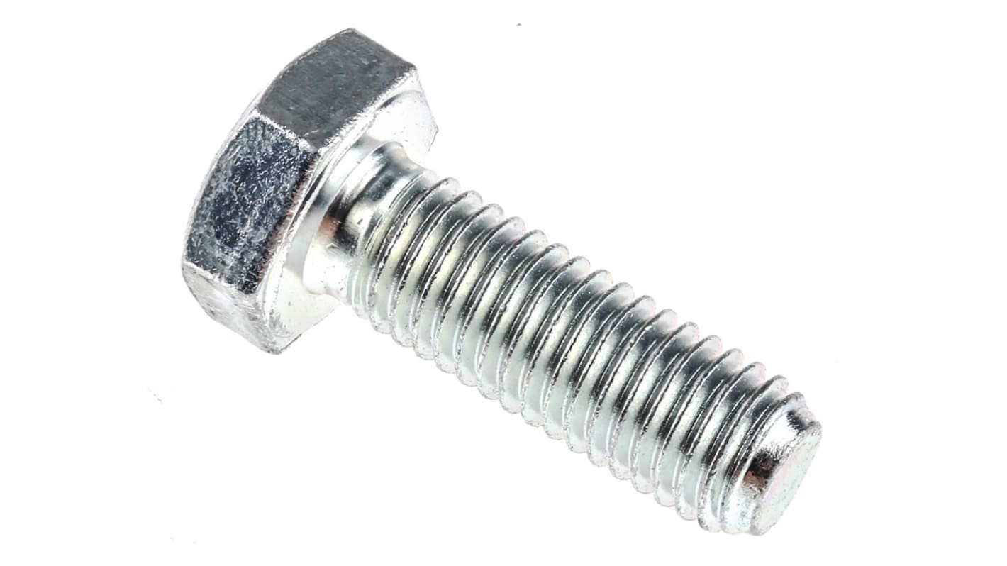 RS PRO Bright Zinc Plated Steel Hex, Hex Bolt, M10 x 30mm