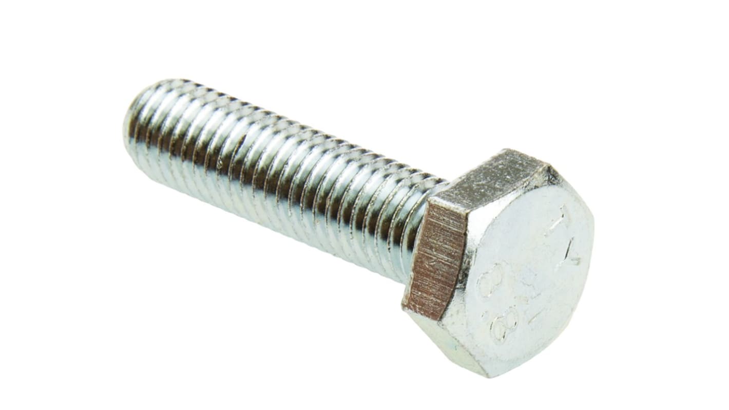 Clear Passivated, Zinc Steel Hex, Hex Bolt, M10 x 40mm