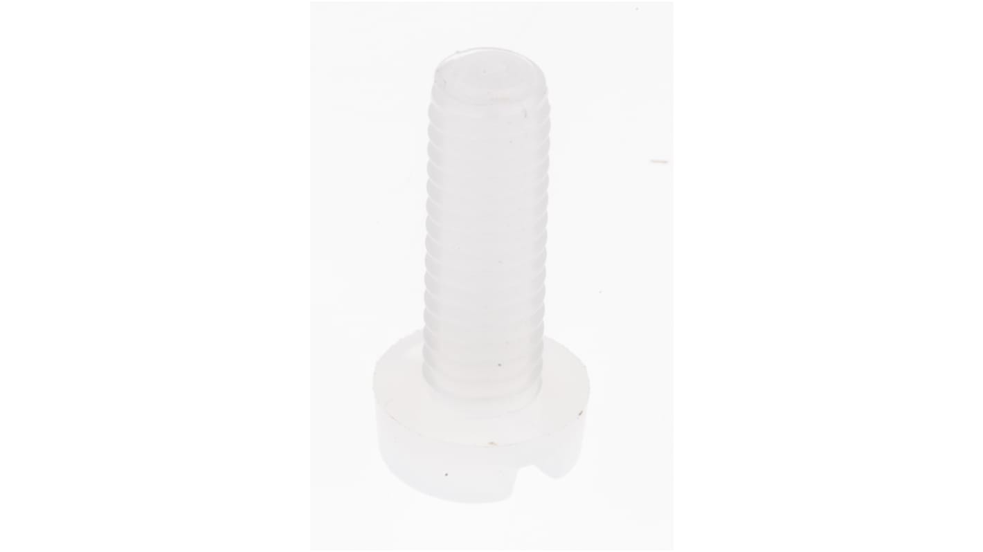 Tornillo de cabeza cilíndrica con huella ranurada RS PRO M4 x 12mm, paso de rosca 0.7mm, de Nylon