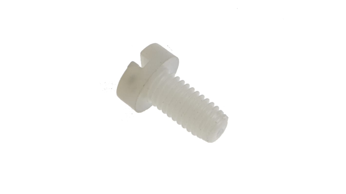 Tornillo de cabeza cilíndrica con huella ranurada RS PRO M5 x 12mm, paso de rosca 0.8mm, de Nylon