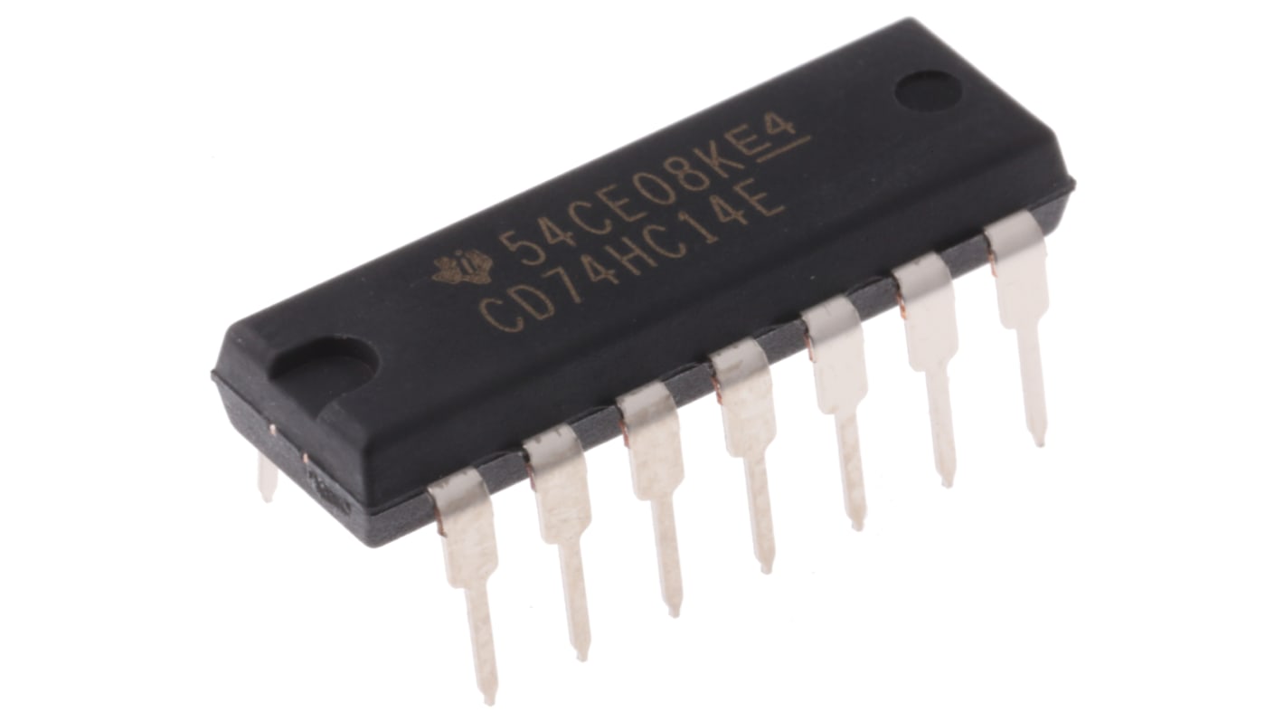 Texas Instruments Inverter Schmitt-Trigger Hex 135 ns @ 2 V, 23 ns @ 6 V, 27 ns @ 4.5 V, PDIP