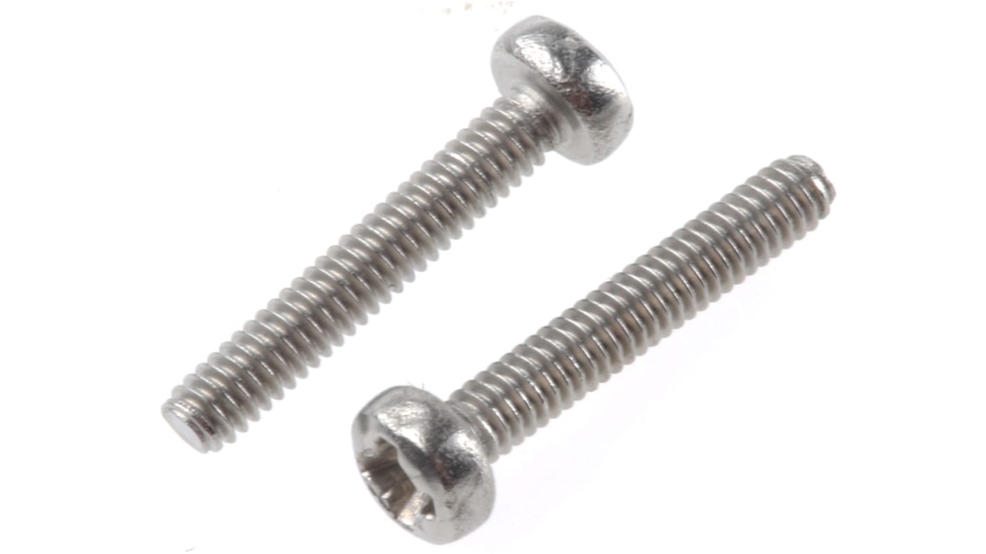 RS PRO Pozi Pan A2 304 Stainless Steel Machine Screws DIN 7985, M2x12mm