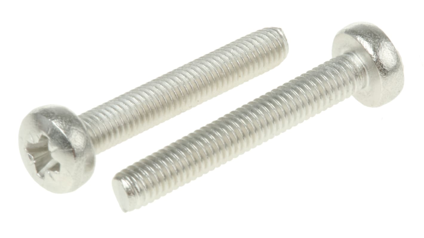 RS PRO Pozi Pan A2 304 Stainless Steel Machine Screws DIN 7985, M3x20mm