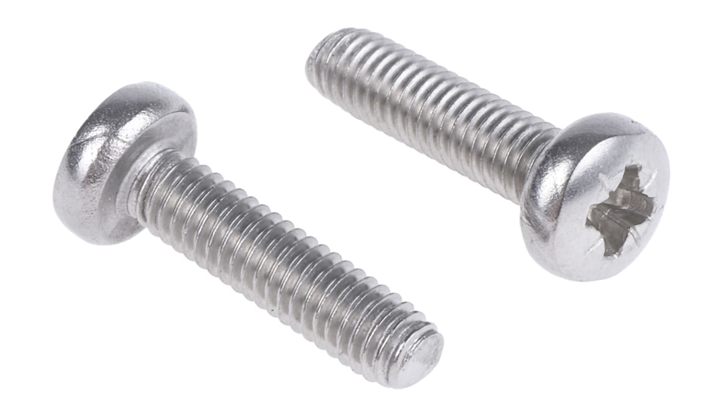 RS PRO Pozidriv Pan A2 304 Stainless Steel Machine Screws DIN 7985Z, M4x16mm