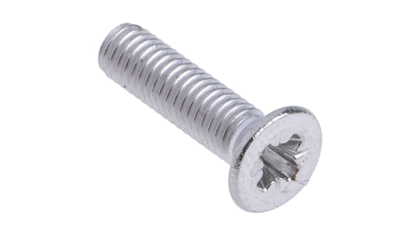 RS PRO Pozidriv Countersunk A2 304 Stainless Steel Machine Screws DIN 965, M3x12mm