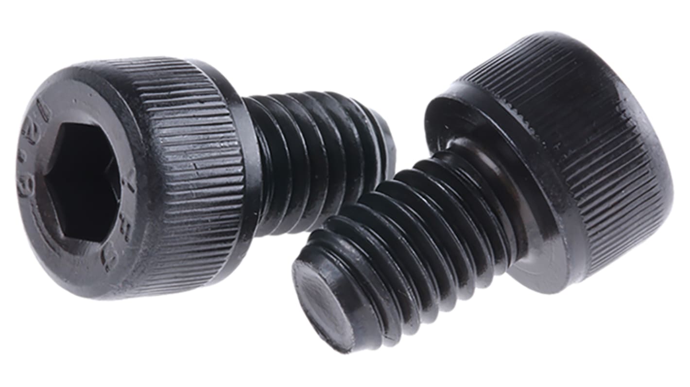 RS PRO M8 x 12mm Hex Socket Cap Screw Black, SelfColour Steel RS