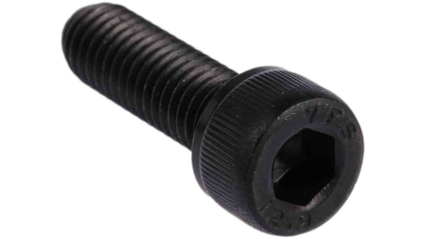 RS PRO M8 x 25mm Hex Socket Cap Screw Black, Self-Colour Steel