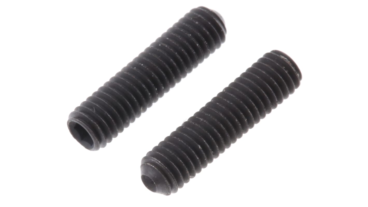 Black, Self-Colour Steel Hex Socket Set M3 x 12mm Grub Screw