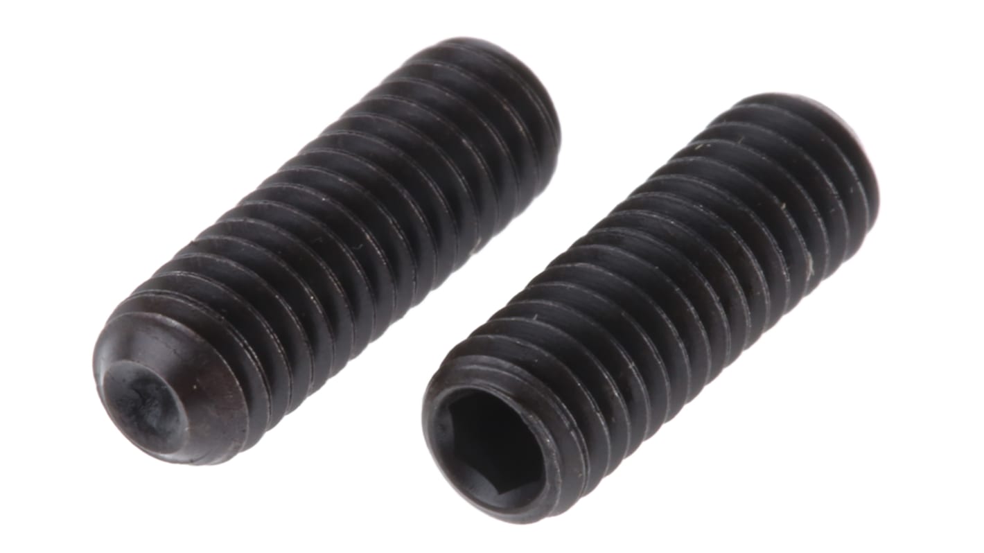 Black, Self-Colour Steel Hex Socket Set M4 x 12mm Grub Screw