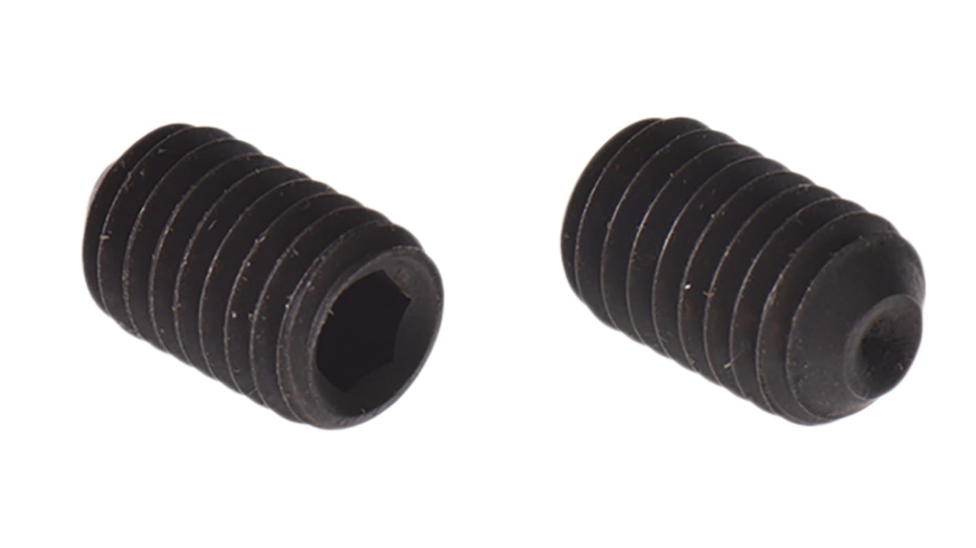 Black, Self-Colour Steel Hex Socket Set M5 x 8mm Grub Screw