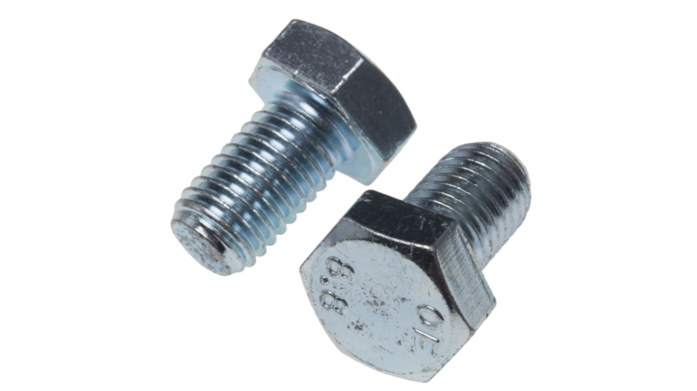 Clear Passivated, Zinc Steel Hex, Hex Bolt, M12 x 20mm