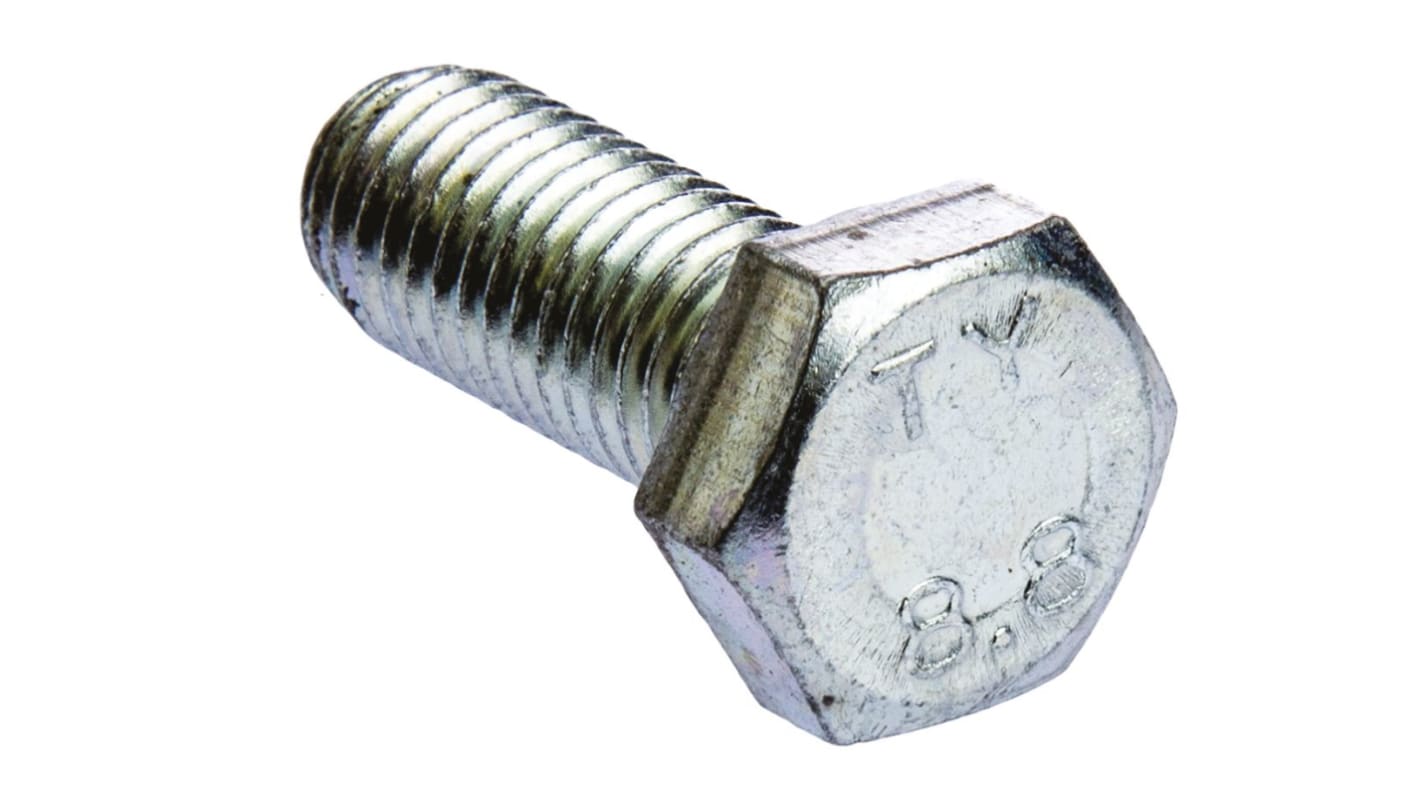 Clear Passivated, Zinc Steel Hex, Hex Bolt, M12 x 30mm