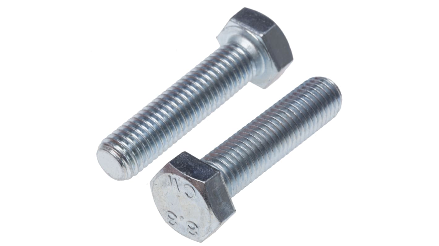 Clear Passivated, Zinc Steel Hex, Hex Bolt, M12 x 60mm