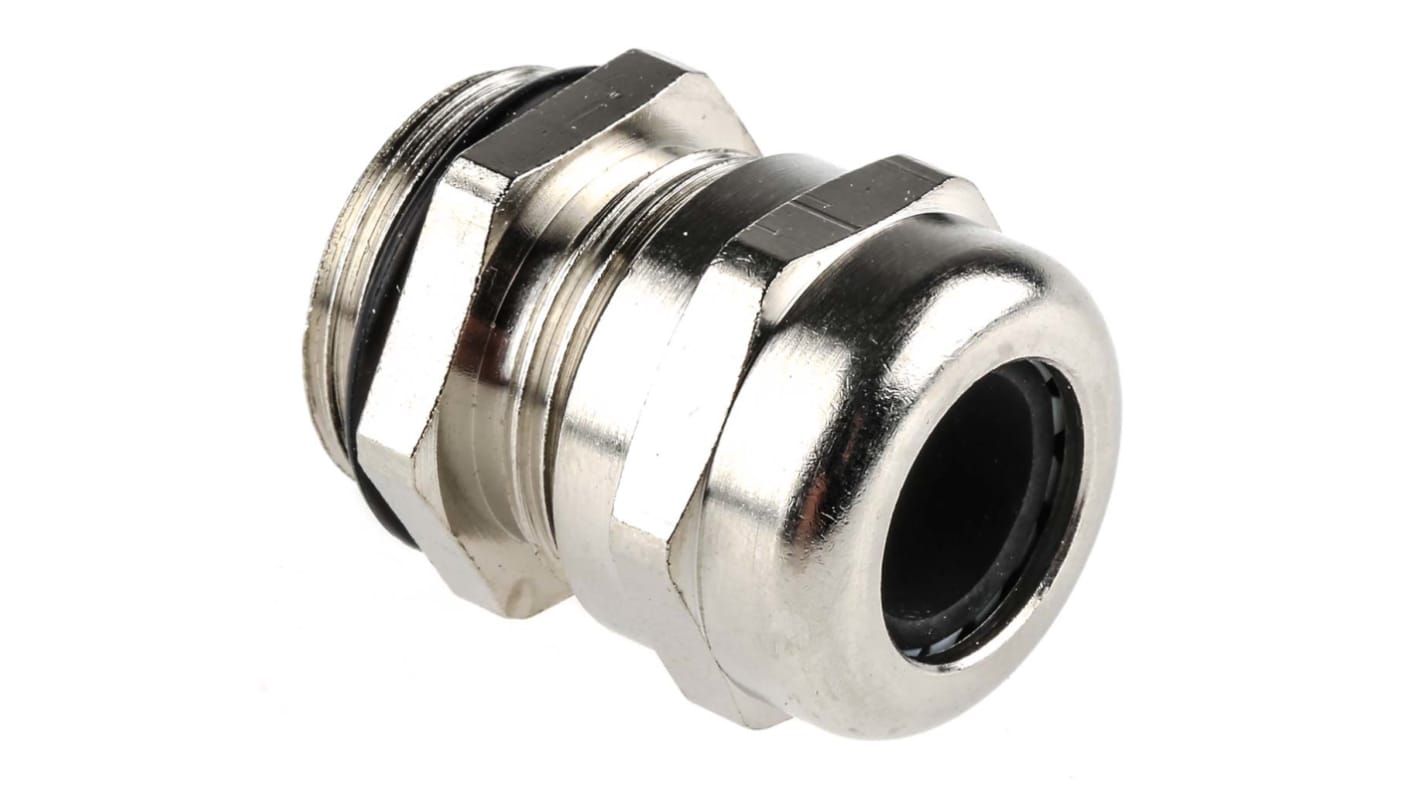 SIB SIB-TEC Series Metallic Nickel Plated Brass Cable Gland, M20 Thread, 7mm Min, 13mm Max, IP68