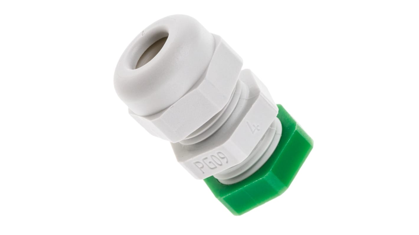 SIB WADI-TEC Series Grey PA 6 Cable Gland, PG9 Thread, 4.5mm Min, 8mm Max, IP68