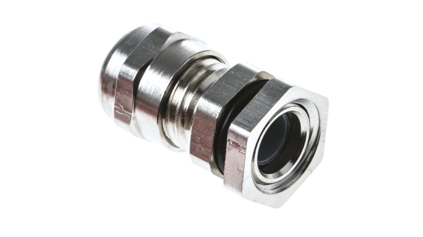 SIB SIB-TEC Series Metallic Nickel Plated Brass Cable Gland, M12 Thread, 2.5mm Min, 6.5mm Max, IP68