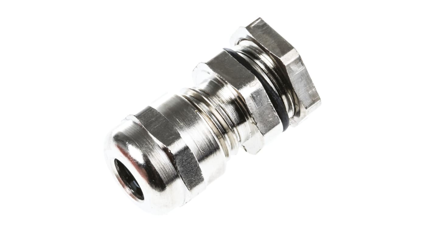 SIB SIB-TEC Series Metallic Nickel Plated Brass Cable Gland, PG7 Thread, 2.5mm Min, 6.5mm Max, IP68