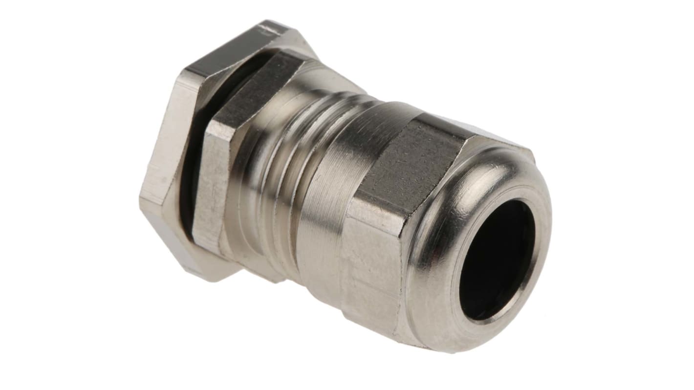 SIB SIB-TEC Series Metallic Nickel Plated Brass Cable Gland, PG9 Thread, 4mm Min, 9.5mm Max, IP68