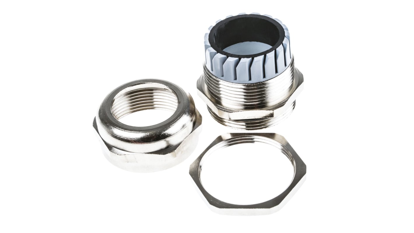 SIB SIB-TEC Series Metallic Nickel Plated Brass Cable Gland, PG29 Thread, 16mm Min, 26mm Max, IP68