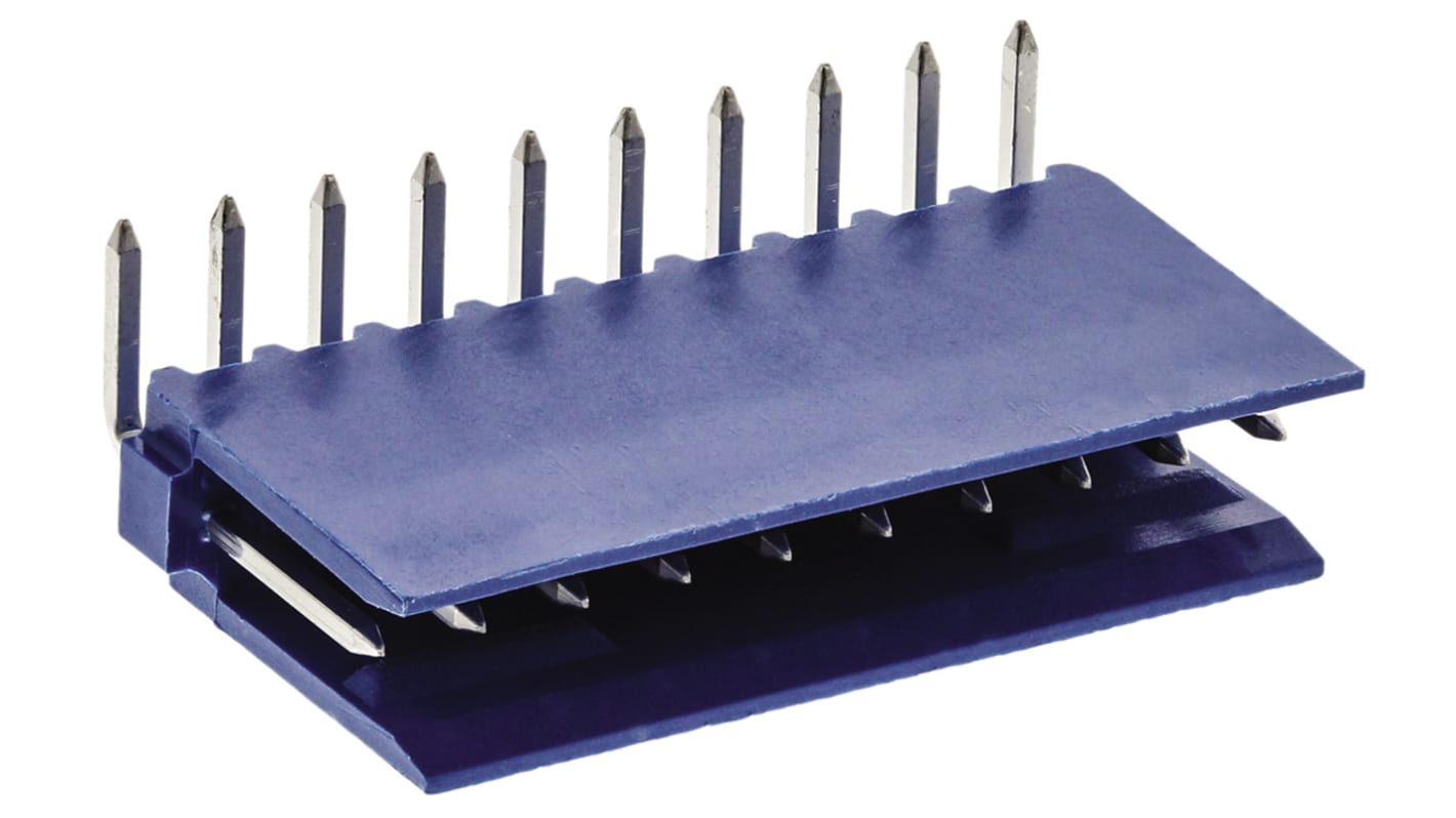 TE Connectivity AMPMODU HE14 Series Right Angle Through Hole PCB Header, 10 Contact(s), 2.54mm Pitch, 1 Row(s), Shrouded