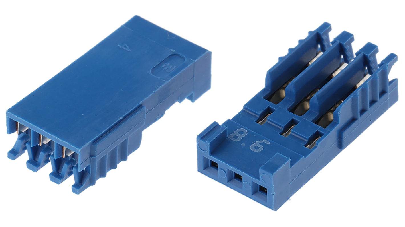 Carcasa de conector TE Connectivity 281786-3, Serie AMPMODU HE14, paso: 2.54mm, 3 contactos, , 1 fila filas, Recto,