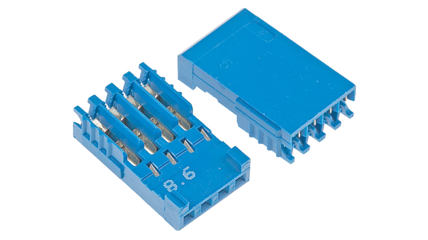 Carcasa de conector TE Connectivity 281786-4, Serie AMPMODU HE14, paso: 2.54mm, 4 contactos, , 1 fila filas, Recto,