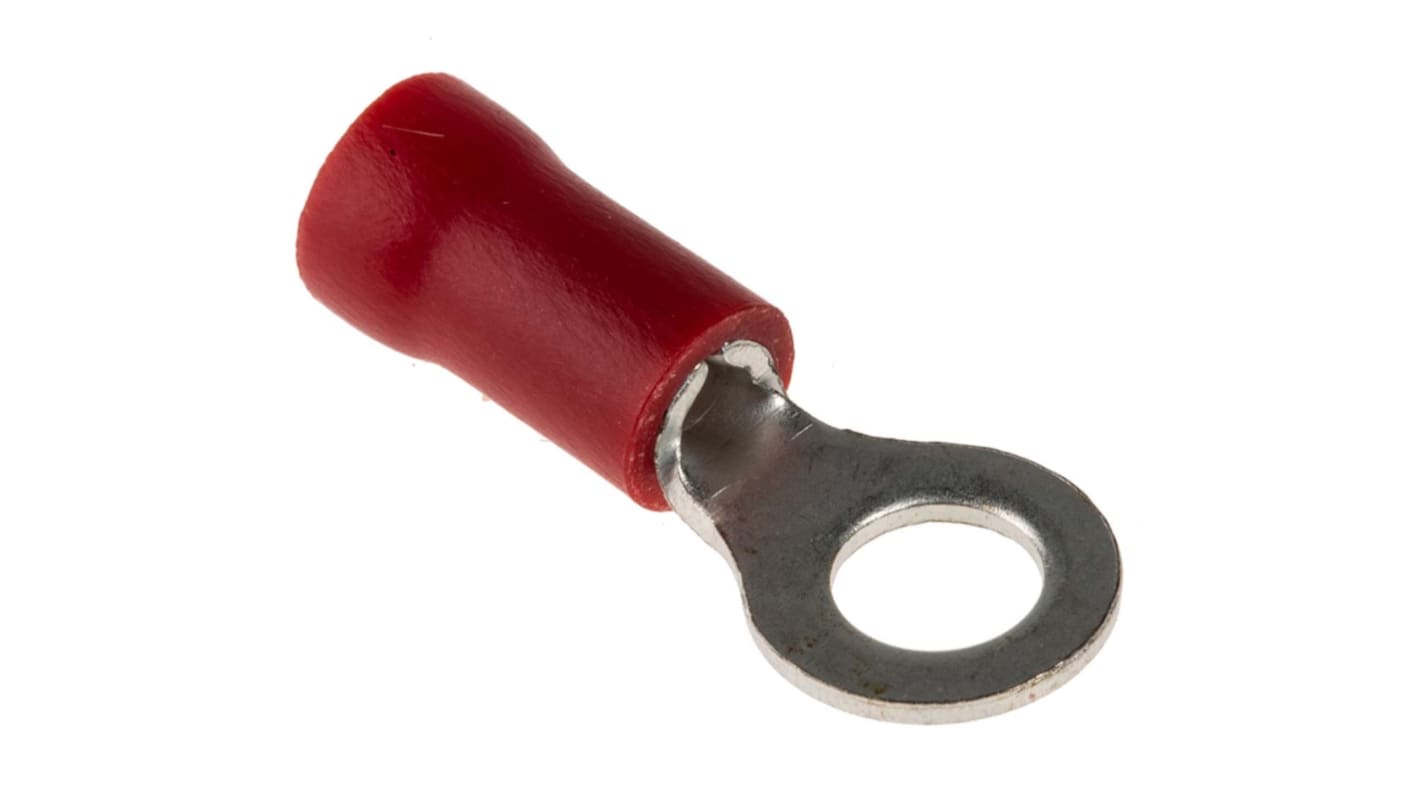 RS PRO Ringkabelschuh, Isoliert, PVC, Rot, aussen ø 6mm, innen ø 4.16mm, max. 1.5mm², M4