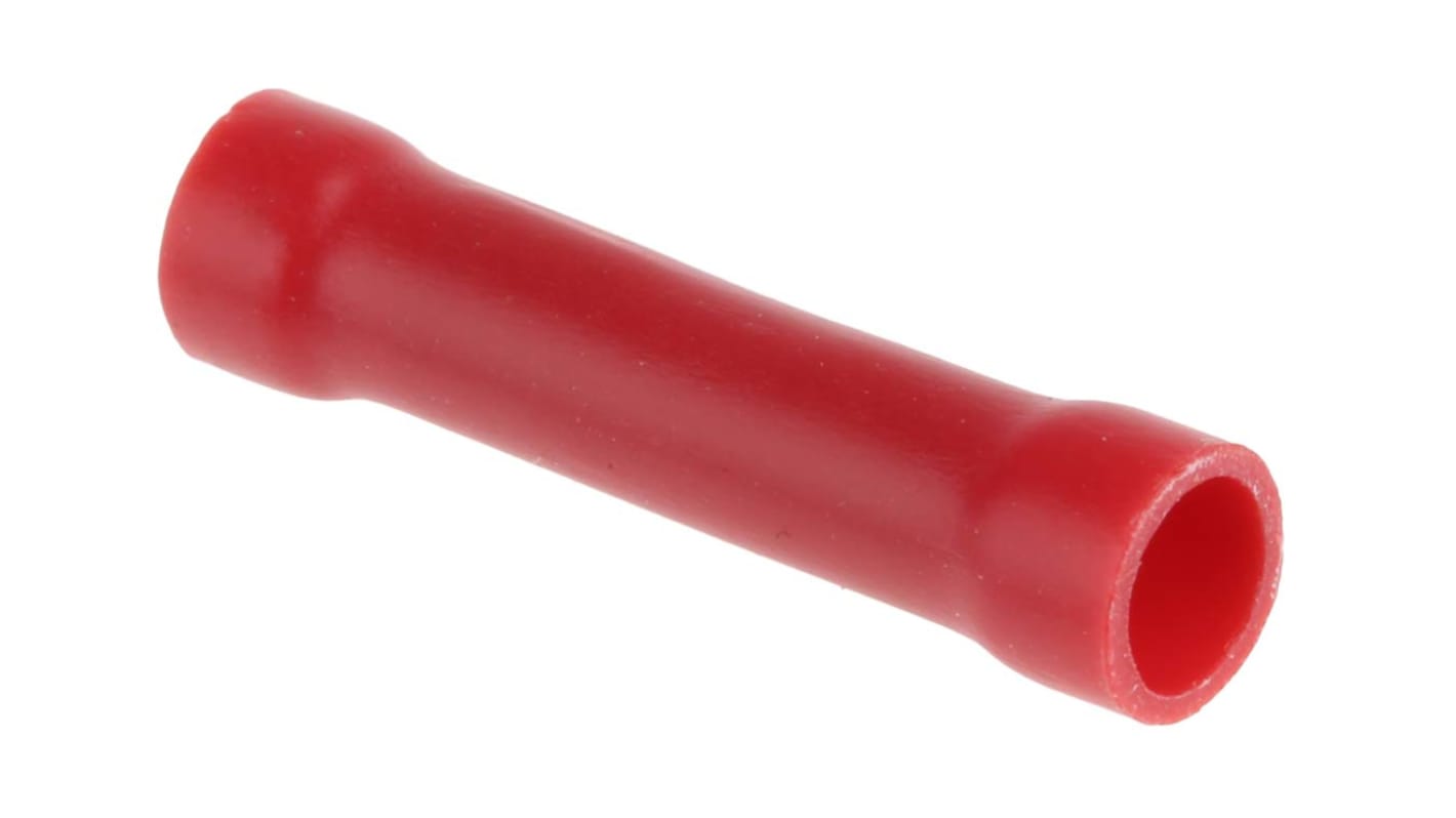 RS PRO Kabelspleißverbinder, Stoßverbinder, Rot, 22 → 16 AWG, Ø 4mm, Ges.L 24.5mm, 0.5mm² - 1.5mm², 16AWG max.